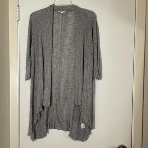 EILEEN FISHER gray ribbed short sleeve lightweight cardigan size small